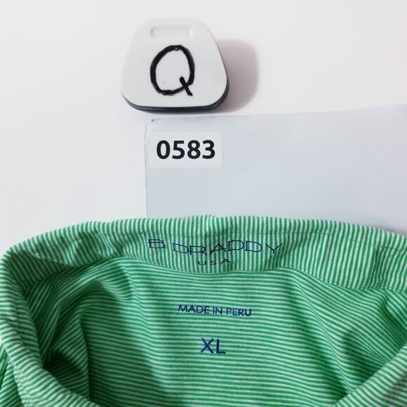 B.Draddy Green Striped Sport Collared Polo Shirts - Picture 12 of 12